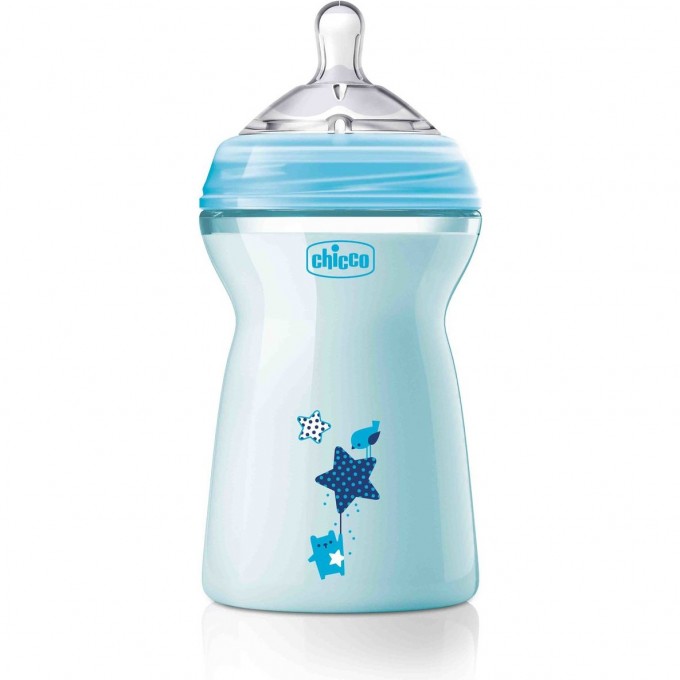 Бутылочка CHICCO NATURAL FEELING 6 мес+, 330 мл с силиконовой соской с флексорами, голубая 310205213 Бутылочка CHICCO NATURAL FEELING 6 мес+, 330 мл с силиконовой соской с флексорами, голубая 310205213
