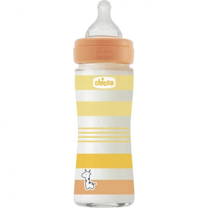 Бутылочка стеклянная CHICCO WB ORANGE UNI 240 мл медленый поток 00028721310000 Бутылочка стеклянная CHICCO WB ORANGE UNI 240 мл медленый поток 00028721310000
