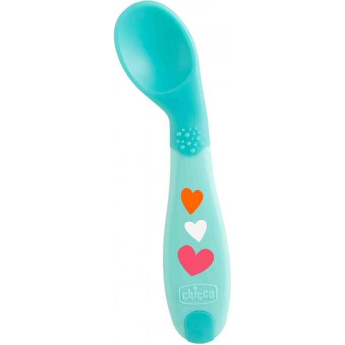 Ложка CHICCO BABYS FIRST SPOON, 8+, цвет голубой, рисунок сердечки 340624050 Ложка CHICCO BABYS FIRST SPOON, 8+, цвет голубой, рисунок сердечки 340624050