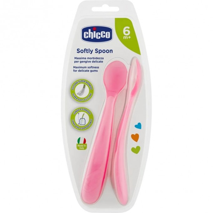 Ложка мягкая CHICCO силиконовая, 6+, розовая (2шт) 00006828110000 Ложка мягкая CHICCO силиконовая, 6+, розовая (2шт) 00006828110000