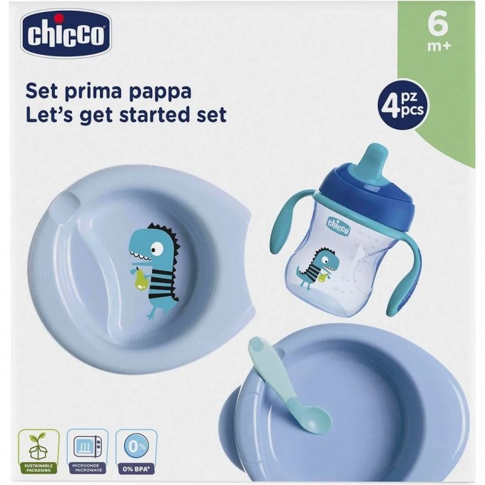 Набор детской посуды CHICCO 6м+, голубой 16200200000 Набор детской посуды CHICCO 6м+, голубой 16200200000