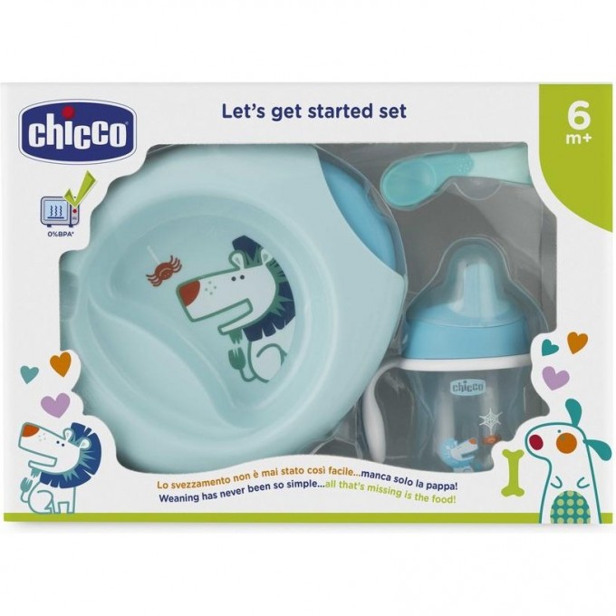 Набор детской посуды CHICCO, Голубой 00016200200000 Набор детской посуды CHICCO, Голубой 00016200200000