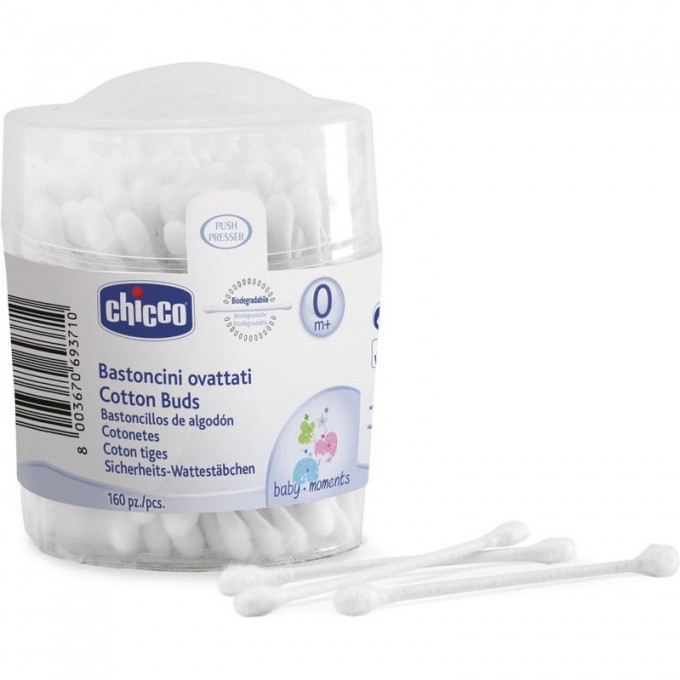 Палочки ватные (160 шт) CHICCO, белый 00064457000000 Палочки ватные (160 шт) CHICCO, белый 00064457000000