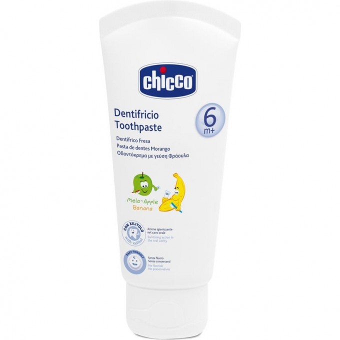 Зубная паста со вкусом яблока и банана CHICCO, Белый 00002320100000 Зубная паста со вкусом яблока и банана CHICCO, Белый 00002320100000