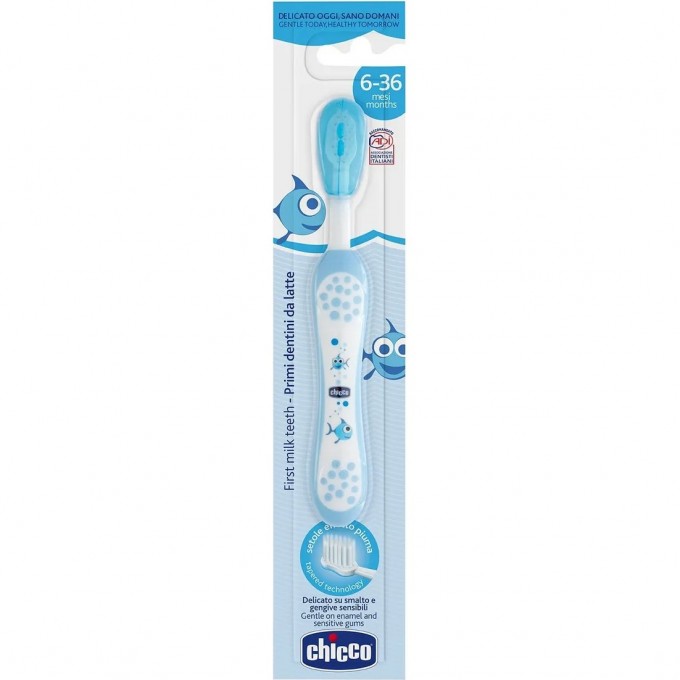 Зубная щетка CHICCO голубая, 6-36м 6958200000 Зубная щетка CHICCO голубая, 6-36м 6958200000